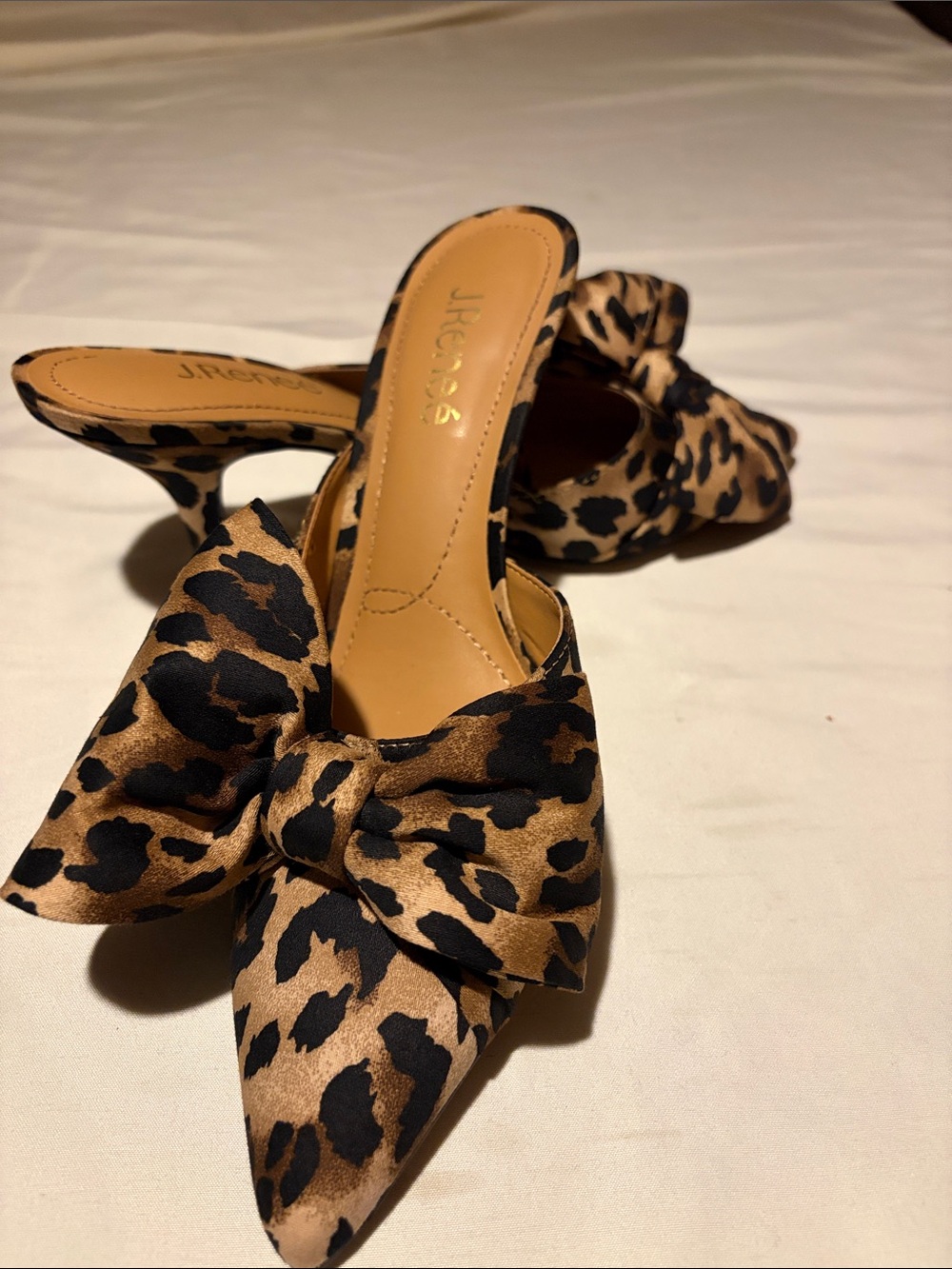 J.Renee Leopard Bow Pointed Toe Mules - Brown/Black - Picture 3 of 12